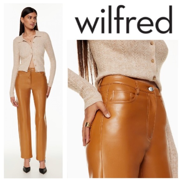 Wilfred Pants - NEW!  Wilfred ‘The Melina’ hi-waisted Vegan Leather pants in ‘rich chestnut’ (0)
